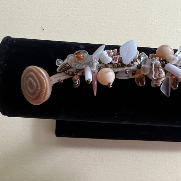 Shells & Beads 6 in Bracelet Handmade Button & Loop Closure Cotton - Picture 8 of 12
